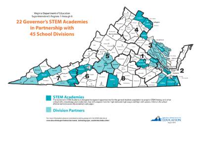 Virginia Department of Education Superintendent’s Regions 1 through 8 Winchester Frederick