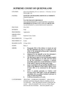 SUPREME COURT OF QUEENSLAND CITATION: Queensland Building Services Authority v Orenshaw & AnorQSC 241
