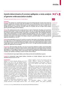 Articles  Genetic determinants of common epilepsies: a meta-analysis of genome-wide association studies International League Against Epilepsy Consortium on Complex Epilepsies*