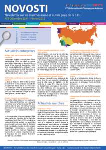 NOVOSTI  Newsletter sur les marchés russe et autres pays de la C.E.I. N°3 Décembre[removed]Février 2012 Turkménistan