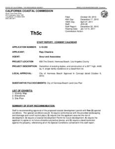 Coastal Commission Staff Report and Recommendation regarding[removed]Ditlove), Hermosa Beach, Los Angeles County