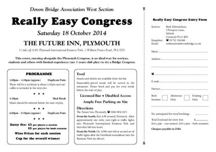 ✄  Devon Bridge Association West Section Really Easy Congress