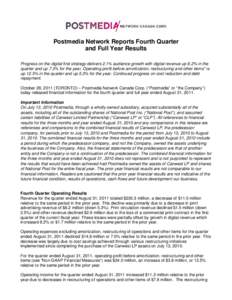 Microsoft Word - Postmedia Network Reports Fourth Quarter Results FINAL