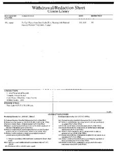 Withdrawal/Redaction Sheet Cliqton Library DOCUMENT NO. AND TYPE