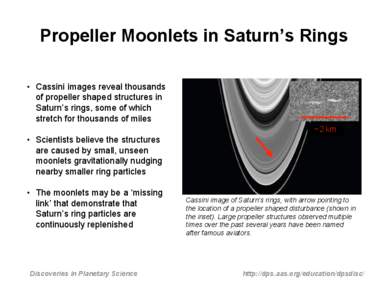 Propeller Moonlets in Saturn’s Rings • Cassini images reveal thousands of propeller shaped structures in