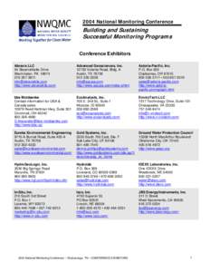 2004 National Monitoring Conference  Building and Sustaining Successful Monitoring Programs Conference Exhibitors Abraxis LLC