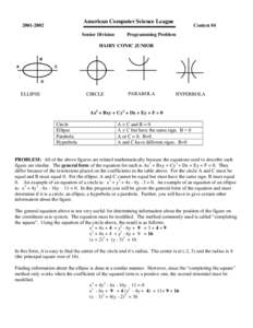 Curves / Analytic geometry / Astrodynamics / Celestial mechanics / Hyperbola / Ellipse / Parabola / Semi-minor axis / Semi-major axis / Geometry / Algebraic geometry / Conic sections