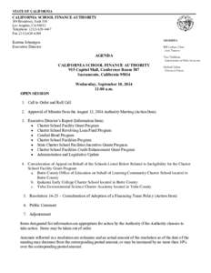 STATE OF CALIFORNIA  CALIFORNIA SCHOOL FINANCE AUTHORITY 304 Broadway, Suite 550 Los Angeles, CA[removed]Telephone: ([removed]