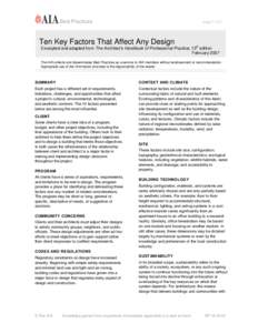 Best Practices  page 1 of 2 Ten Key Factors That Affect Any Design