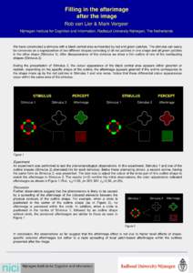 Filling in the afterimage after the image Rob van Lier & Mark Vergeer Nijmegen Institute for Cognition and Information, Radboud University Nijmegen, The Netherlands  We have constructed a stimulus with a black central ar