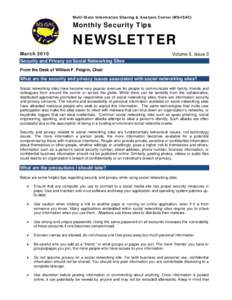 Multi-State Information Sharing & Analysis Center (MS-ISAC)  Monthly Security Tips NEWSLETTER March 2010