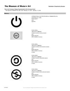 Exhibition Checklist by Section This is for Everyone: Design Experiments for the Common Good The Museum of Modern Art, New York, February 14, [removed]January 17, 2016 Balcony INTERNATIONAL ELECTROTECHNICAL COMMISSION (IEC