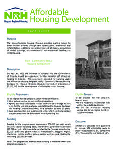 Affordable Housing Development FAC T SHEE T