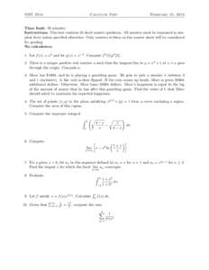 SMT[removed]Calculus Test February 15, 2014