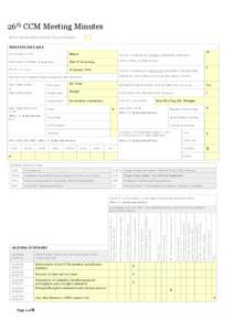 26th CCM Meeting Minutes INPUT FIELDS INDICATED BY YELLOW BOXES MEETING DETAILS 20