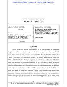 Case 3:13-cvJBA Document 34 FiledPage 1 of 26  UNITED STATES DISTRICT COURT DISTRICT OF CONNECTICUT ) )