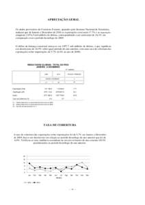 APRECIAÇÃO GERAL  Os dados provisórios do Comércio Externo, apurados pelo Instituto Nacional de Estatística, indicam que de Janeiro a Dezembro de 2010 as exportações cresceram 17.7% e as importações atingiram 2.