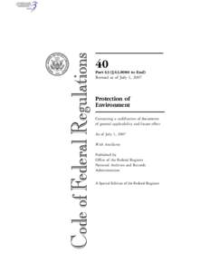 40 Part 63 (§ [removed]to End) Revised as of July 1, 2007  Protection of