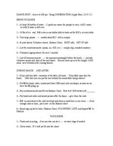 DANCE HOST - Arrive at 630 pm - Bring COMBINATION (Apple Barn, [removed]BRING TO DANCE 1---At least 36 bottles of water. 12 packs are easier for people to carry AND easier to refill if water is left over[removed]lbs of i