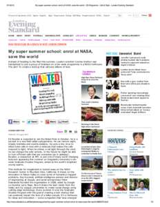 My super summer school: enrol at NASA, save the world - ES Magazine - Life & Style - London Evening Standard Monday 01 September 2014