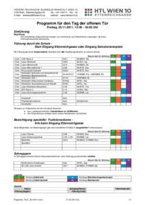 HÖHERE TECHNISCHE BUNDESLEHRANSTALT WIENWien, Ettenreichgasse 54 Tel.: +Fax: -32 E-Mail:  Internet: www.htlwien10.at