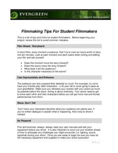 Microsoft Word - Filmmaking Tips.doc
