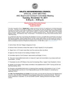 Microsoft Word - Draft-Joint Special ANC Board and Committee  Meeting Nov 15, 2011 Agenda