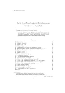 Clay Mathematics Proceedings  On the Gross-Prasad conjecture for unitary groups Herv´e Jacquet and Stephen Rallis  This paper is dedicated to Freydoon Shahidi.