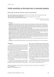 Syndromes / Arthritis / Rheumatoid arthritis / Hand / Esthesiometer / Tactile corpuscle / Carpal tunnel syndrome / Finger / Somatosensory system / Anatomy / Health / Autoimmune diseases