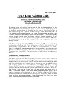 1 CB[removed]Hong Kong Aviation Club Submission to the Special Meeting of Panel on Planning, Lands and Works