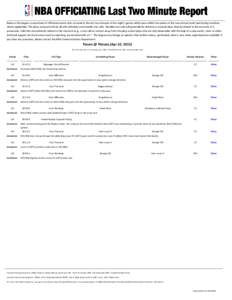 Below is the league’s assessment of officiated events that occurred in the last two minutes of last night’s games which were within five points at the two-minute mark (and during overtime, where applicable). The play