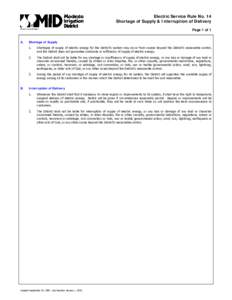 Electric Service Rule No. 14 Shortage of Supply & Interruption of Delivery Page 1 of 1 A.  B.