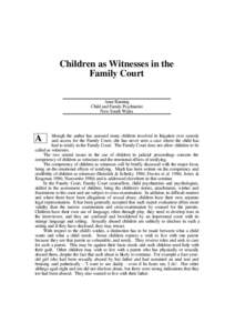 Children as witnesses in the Family Court