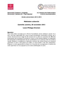 Université Toulouse 1 Capitole Université Toulouse III – Paul Sabatier L3, Sciences de l’information et de la communication