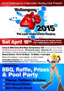 Uni of Wollongong Underwater Hockey Club Present  SinceSat April 18th