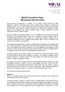 Vayu Limited 3rd Floor, Macken House, 39-40a Mayor Street, Dublin 1, Ireland  NIAUR Consultation Paper