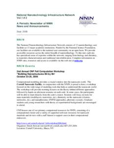 National Nanotechnology Infrastructure Network Vol
