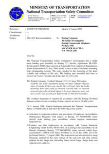 MINISTRY OF TRANSPORTATION National Transportation Safety Committee Gedung Karya Lt.7 Departemen Perhubungan Jl. Medan Merdeka Barat No. 8 JKTINDONESIA