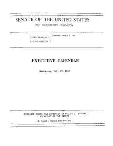 SENATE OF THE UNITED STATES ONE HUNDREDTH CONGRESS Convened January 6, 1987  FIRST SESSION {