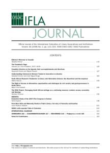 I F LA  IFLA JOURNAL  Official Journal of the International Federation of Library Associations and Institutions