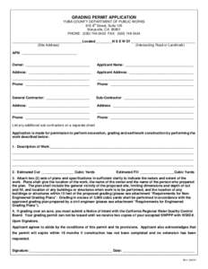 GRADING PERMIT APPLICATION  YUBA COUNTY DEPARTMENT OF PUBLIC WORKS th[removed]Street, Suite 125 Marysville, CA 95901