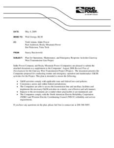 Microsoft Word - O&M Plan Transmittal Memo.doc