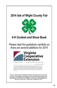 2014 Isle of Wight County Fair  4-H Contest and Show Book Please read the guidelines carefully as there are several additions for 2014