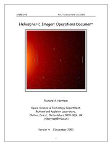 STEREO/HI  RAL Technical Note[removed]Heliospheric Imager: Operations Document