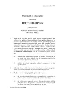 Instrument No.5 of[removed]Statement of Principles concerning  OPISTHORCHIASIS