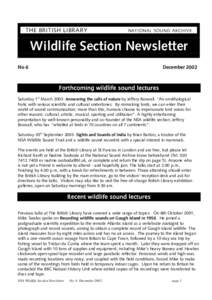 WILDLIFE SECTION Newsletter