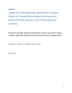 Appendix E  Application of Hydrodynamic and Sediment Transport Models for Cleanup Efforts Related to the Deepwater Horizon Oil Spill Along the Coast of Mississippi and Louisiana