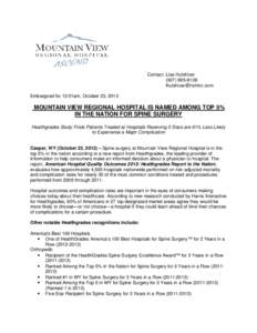 Microsoft Word - Mountain View Regional Hospital 2013 Press Release - revision _1_.docx