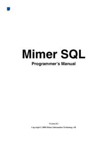 Click here to visit our Web Site  Mimer SQL Programmer’s Manual  Version 8.2