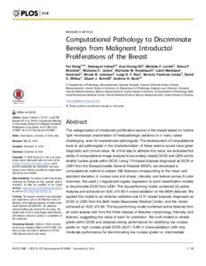 RESEARCH ARTICLE  Computational Pathology to Discriminate Benign from Malignant Intraductal Proliferations of the Breast Fei Dong1,2., Humayun Irshad3., Eun-Yeong Oh3, Melinda F. Lerwill1, Elena F.